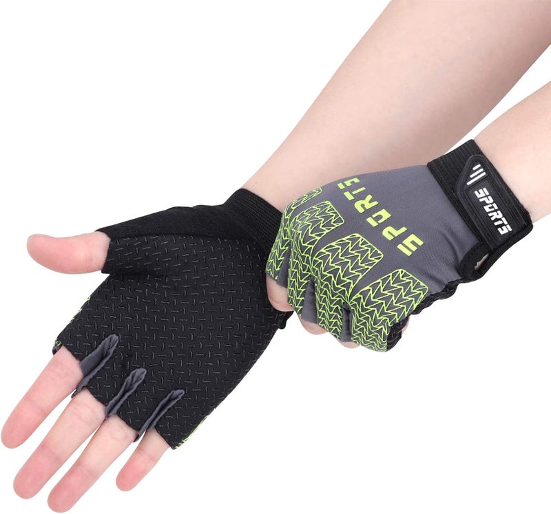 GREUS Kids Half Finger Cycling Gloves - Breathable Non Slip Bike Riding Gloves with UV Protection for Boys & Girls Aged 6-10 - Image 2